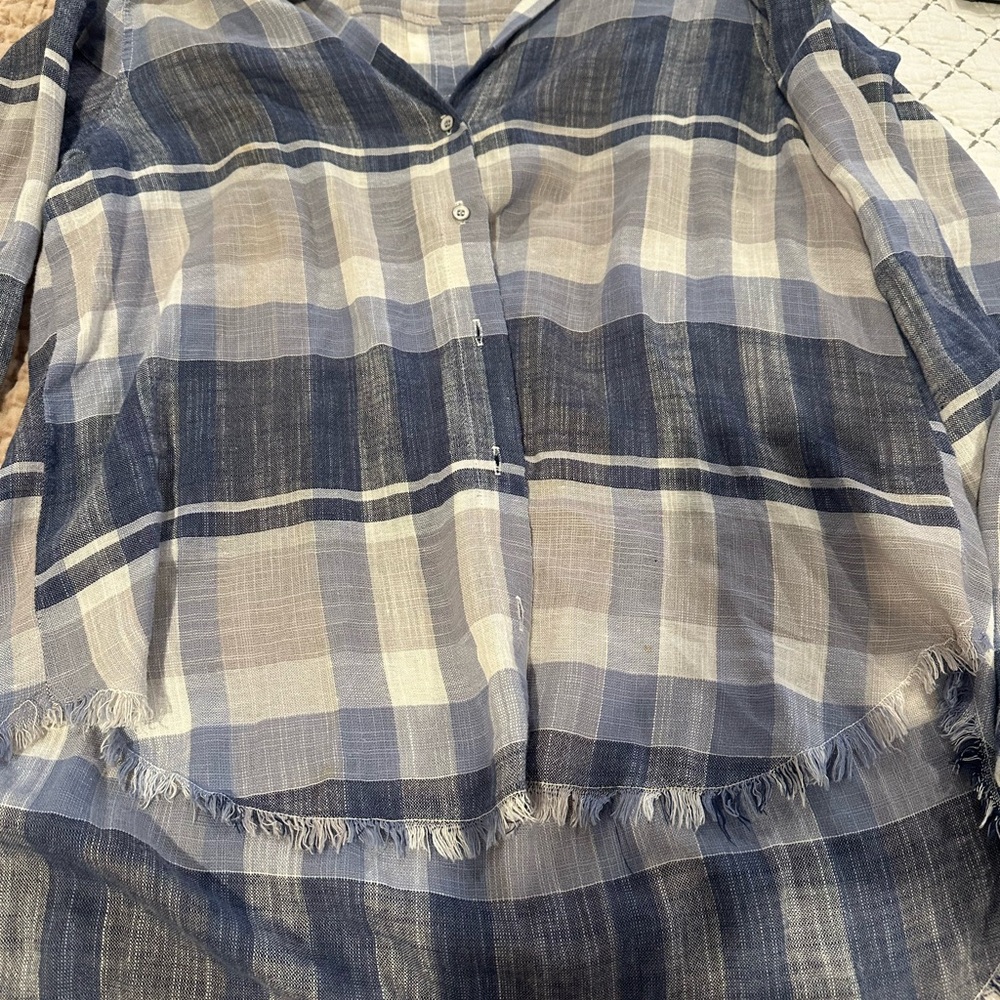 Bella Dahl Plaid Lightweight Button-Down Shirt – Size XL